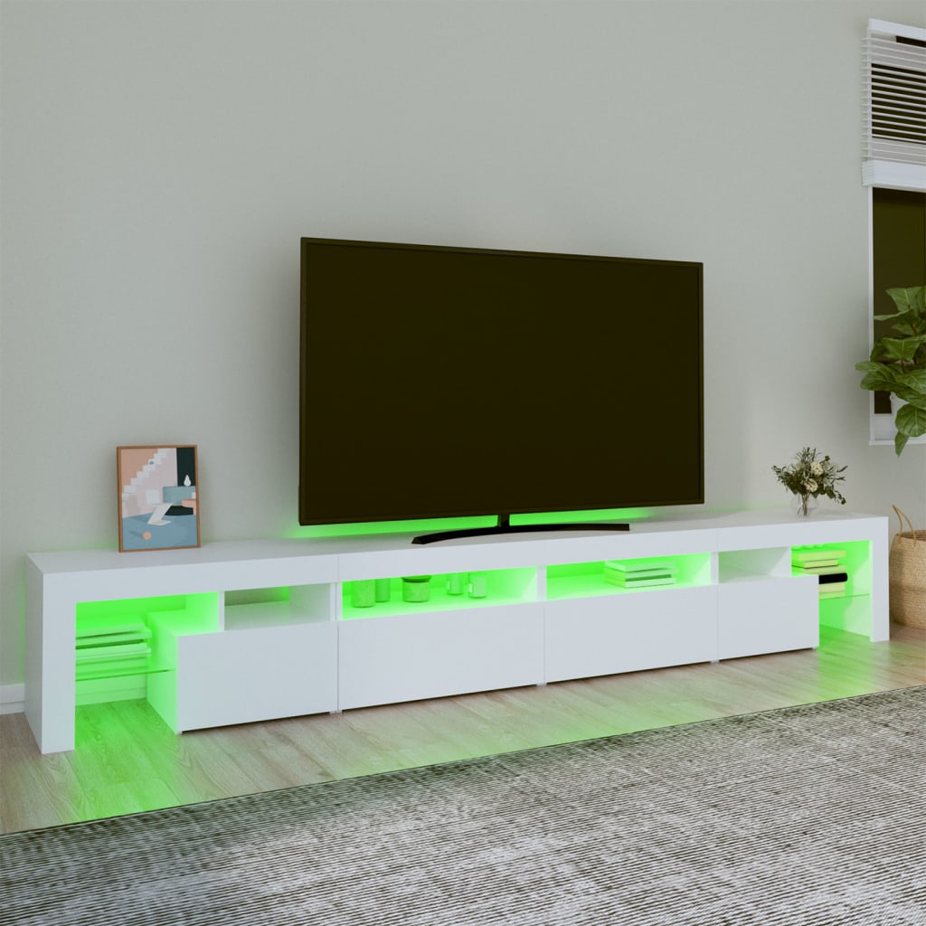 TV omarica z LED lučkami bela 260x36,5x40 cm