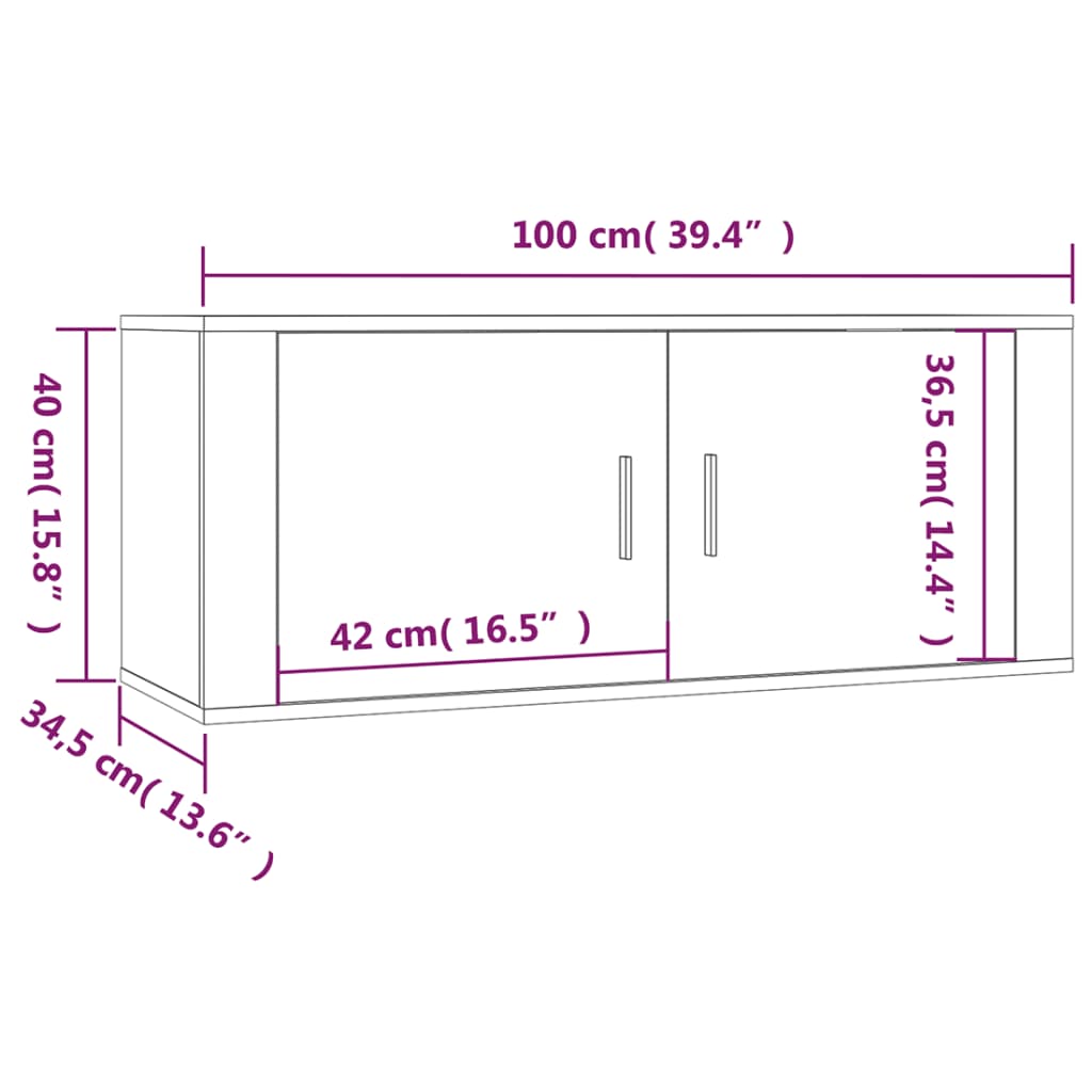 Stenska TV omarica siva sonoma 100x34,5x40 cm