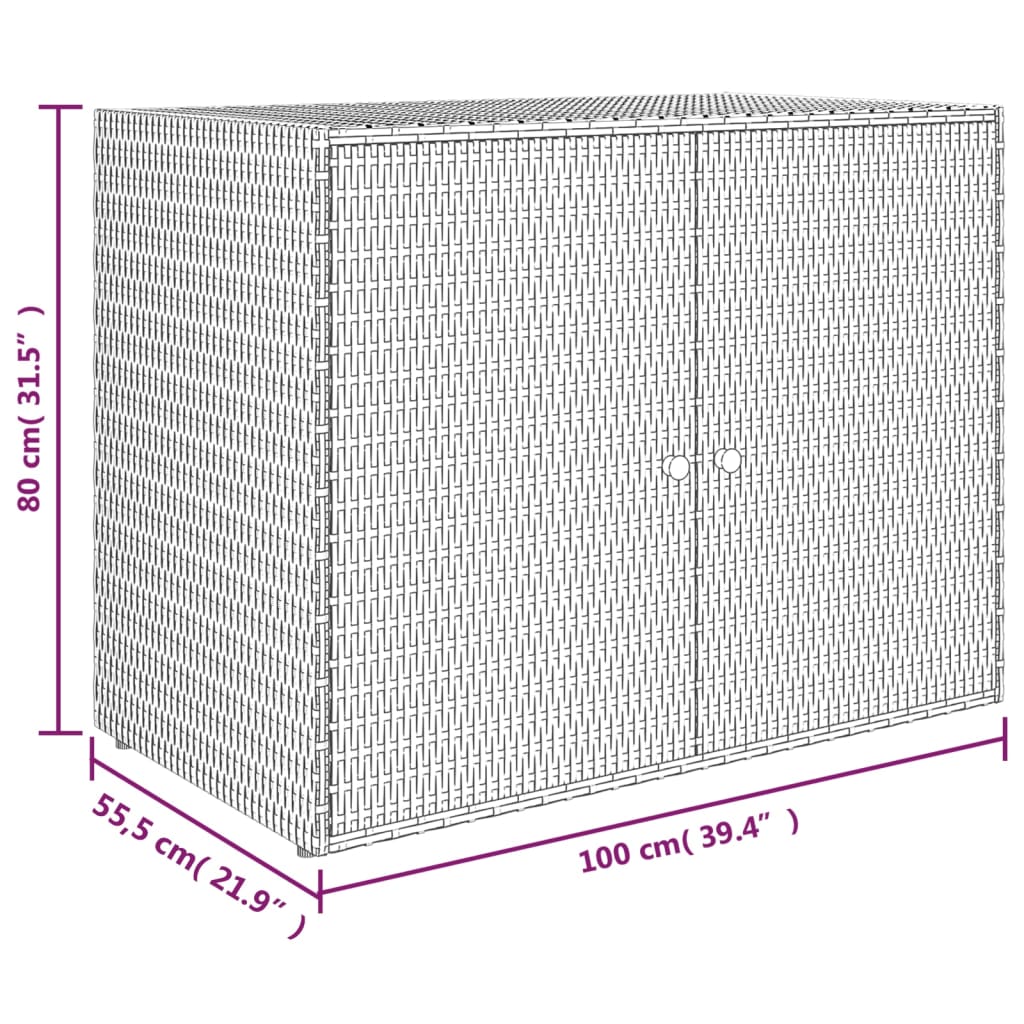 Vrtna omara za shranjevanje črna 100x55,5x80 cm poli ratan