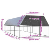 Zunanji kokošnjak 3x10x2 m pocinkano jeklo