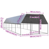 Zunanji kokošnjak 3x12x2 m pocinkano jeklo