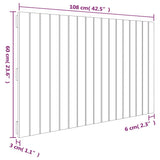 Stensko posteljno vzglavje sivo 108x3x60 cm trdna borovina