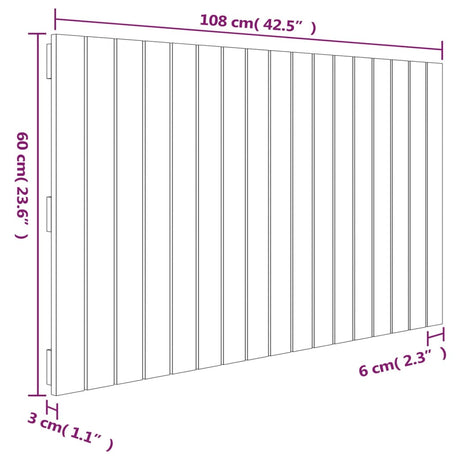 Stensko posteljno vzglavje sivo 108x3x60 cm trdna borovina