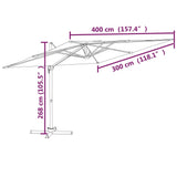 Vrtni senčnik z aluminijastim drogom peščeno bel 400x300 cm