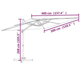 Vrtni senčnik z aluminijastim drogom terakota 400x300 cm