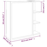 Kopalniška omarica z ogledalom rjav hrast 62,5x20,5x64 cm