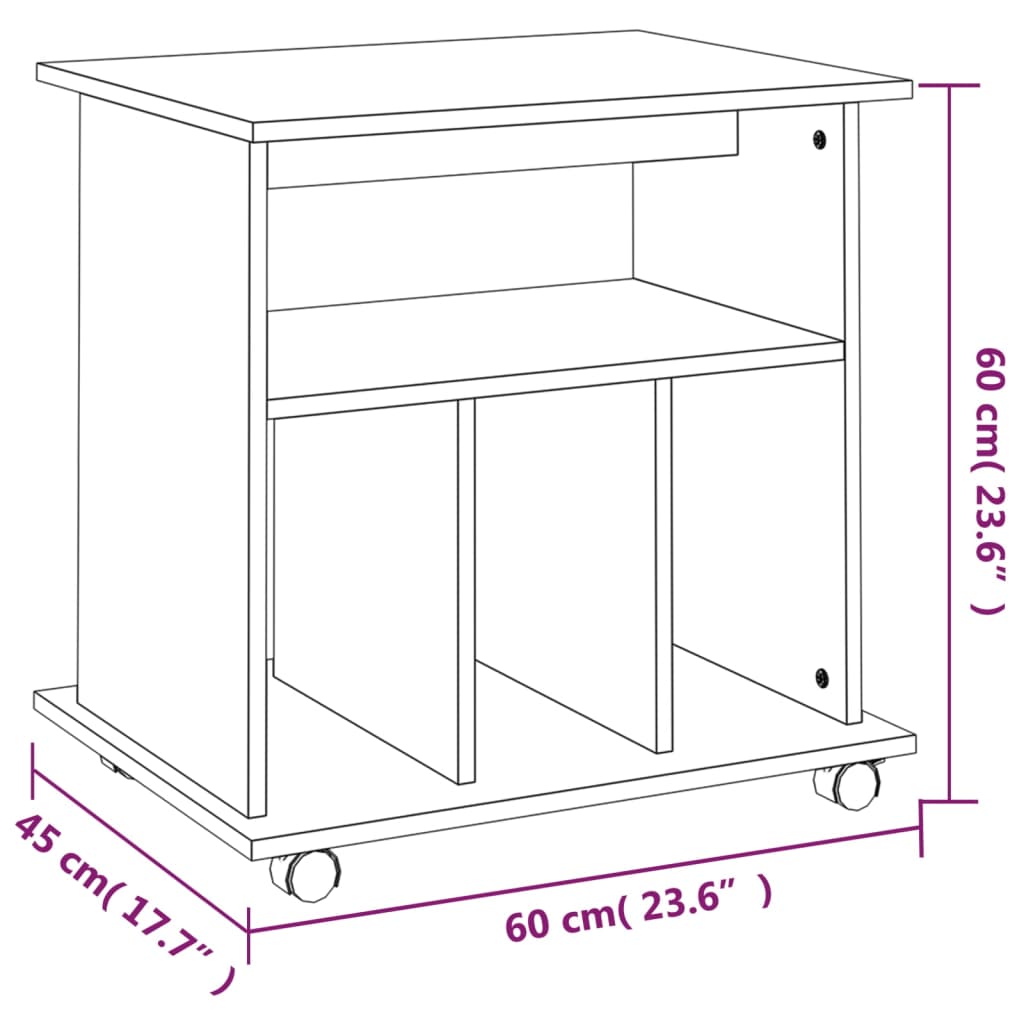 Omarica na kolesih dimljeni hrast 60x45x60 cm inženirski les