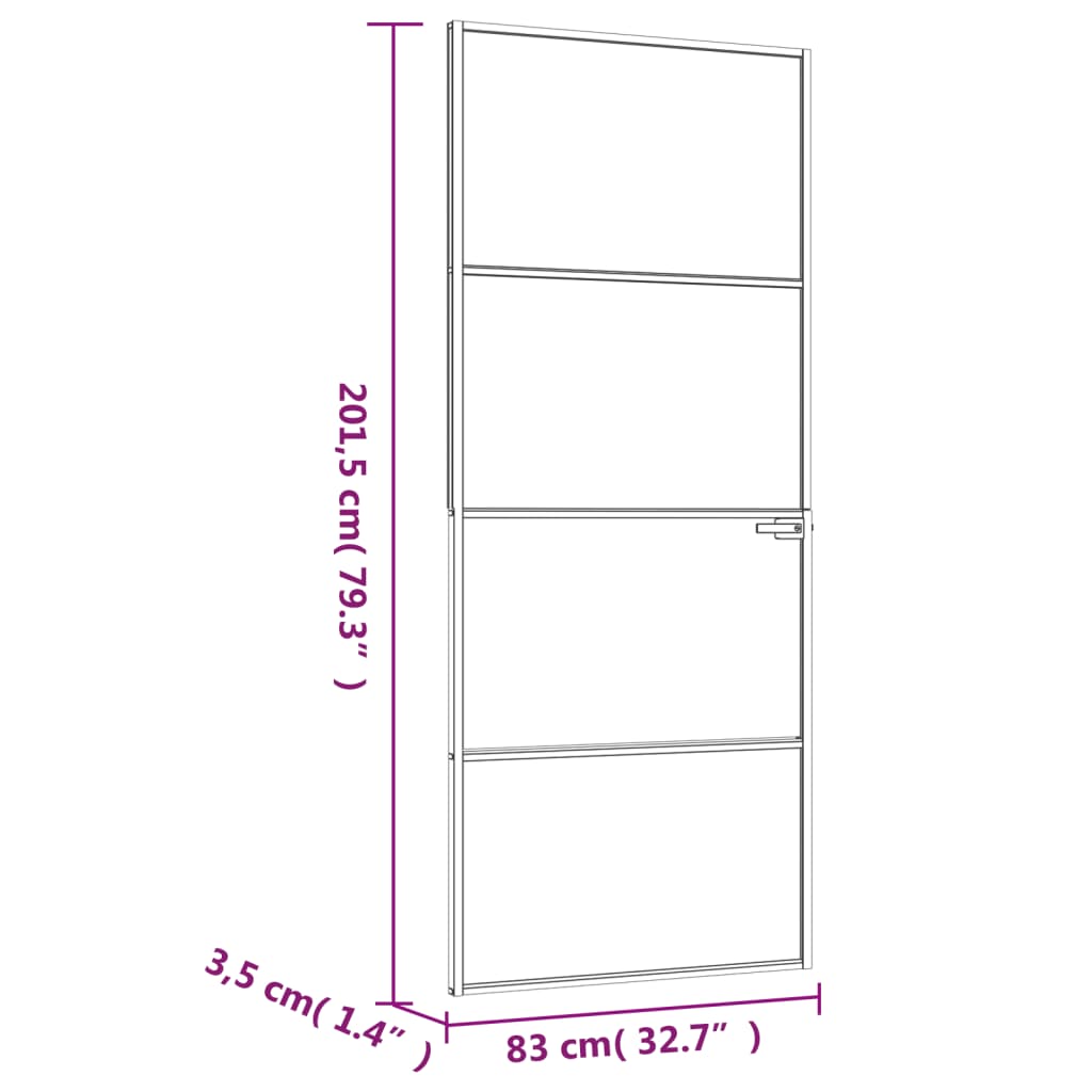 Notranja vrata črna 83x201,5 cm kaljeno steklo & aluminij tanka