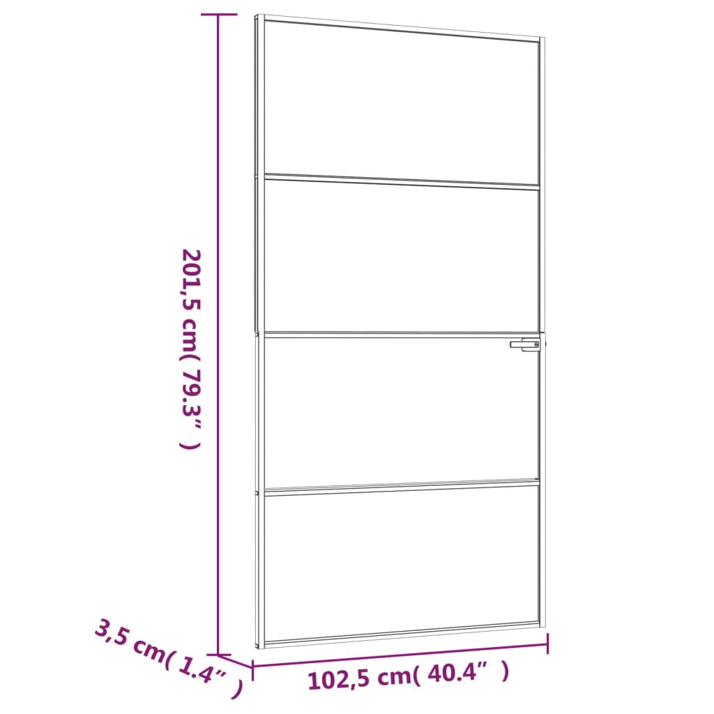 Notranja vrata črna 102x201,5 cm kaljeno steklo&aluminij tanka