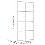 Notranja vrata bela 93x201,5 cm kaljeno steklo aluminij tanka