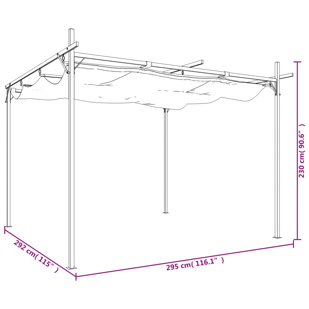 Pergola s pomično streho antracitna 295x292x230 cm