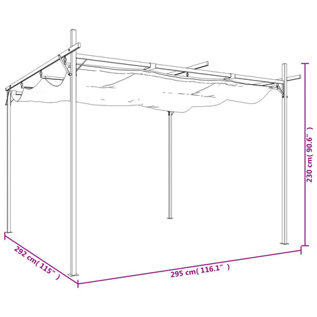 Pergola s pomično streho antracitna 295x292x230 cm