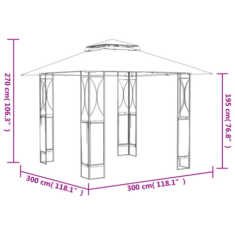 Paviljon s streho antracit 300x300x270 m jeklo