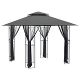 Paviljon s stranskimi stenami antracit 300x300x270 cm jeklo