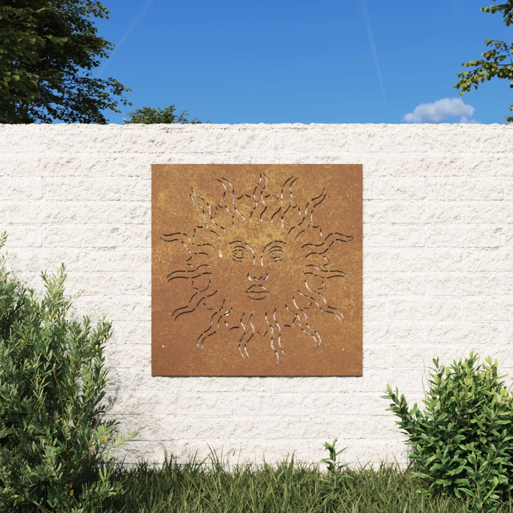 Vrtna stenska dekoracija 55x55 cm corten jeklo sonce