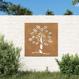 Vrtna stenska dekoracija 105x55 cm corten jeklo drevo