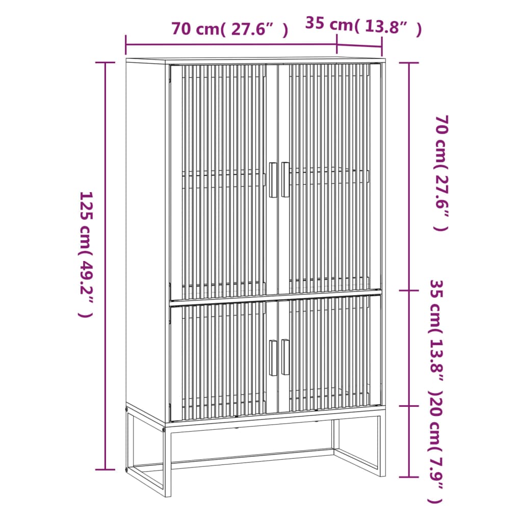 Visoka omara črna 70x35x125 cm inženirski les