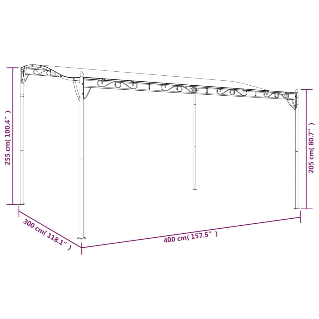 Nadstrešek taupe 4x3 m 180 g/m² blago in jeklo