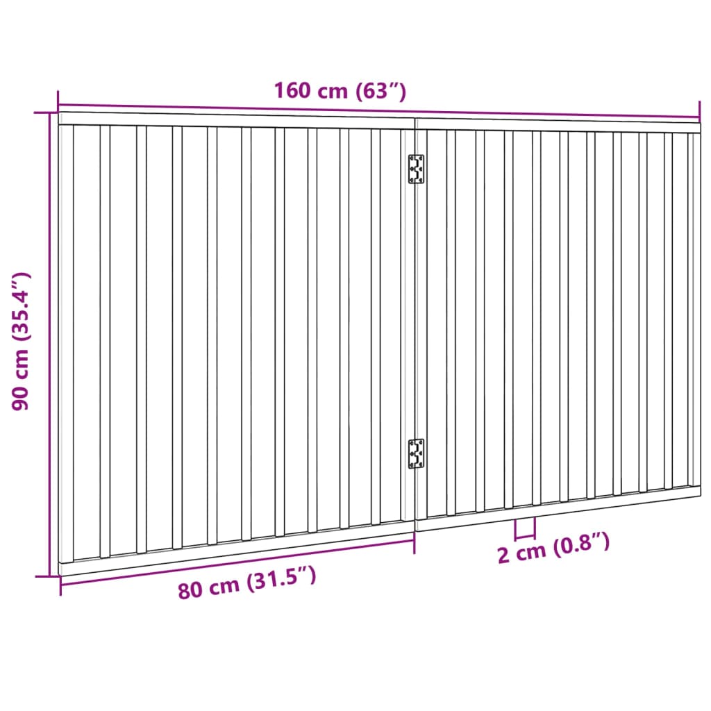 Vrata za pse zložljiva 2 panela 160 cm topolovina