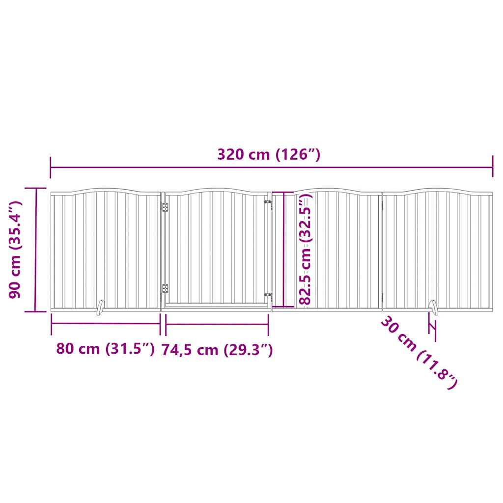 Ograda za pse z vrati zložljiva 4 paneli bela 320 cm topolovina