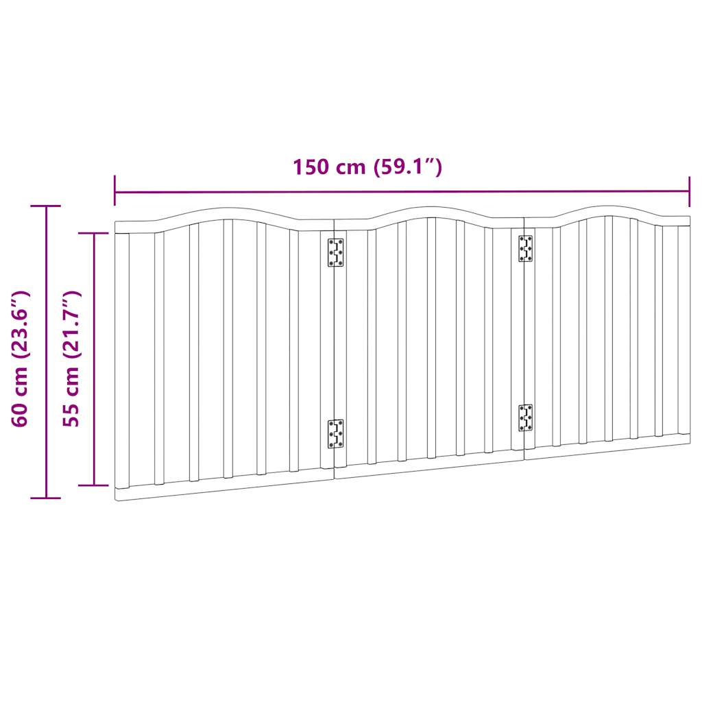 Vrata za pse zložljiva 3 paneli črna 150 cm topolovina