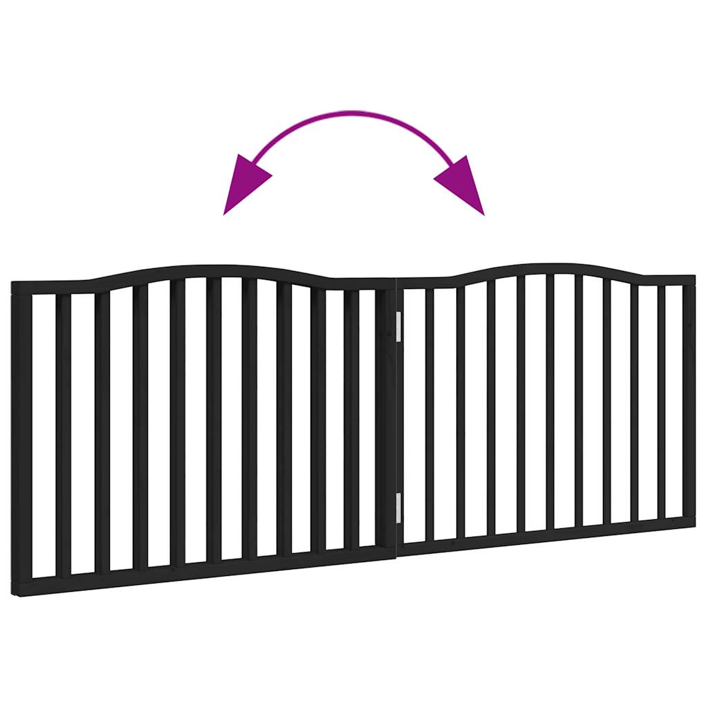 Vrata za pse zložljiva 2 panela črna 160 cm topolovina
