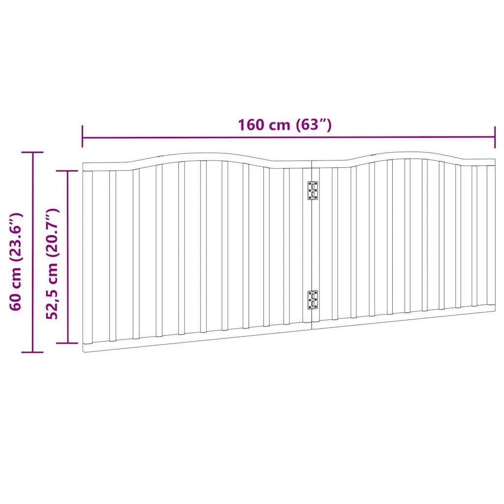 Vrata za pse zložljiva 2 panela črna 160 cm topolovina