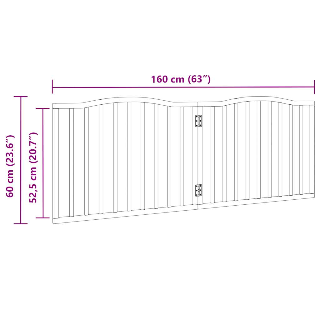 Vrata za pse zložljiva 2 panela rjava 160 cm topolovina