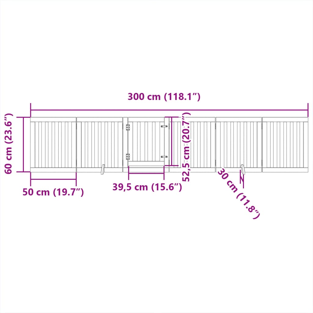 Ograda za pse z vrati zložljiva 6 panelov 300 cm topolovina