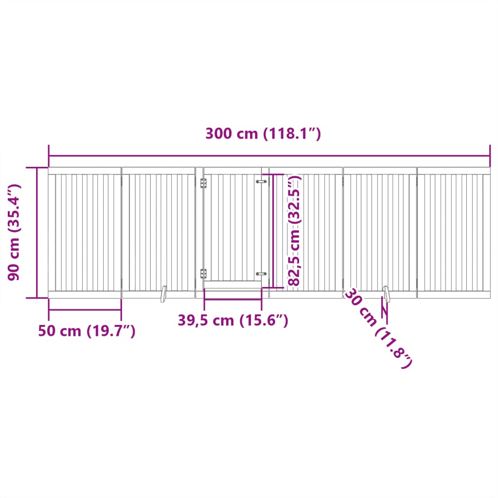 Ograda za pse z vrati zložljiva 6 panelov 300 cm topolovina