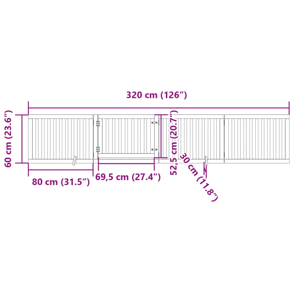 Ograda za pse z vrati zložljiva 4 paneli 320 cm topolovina