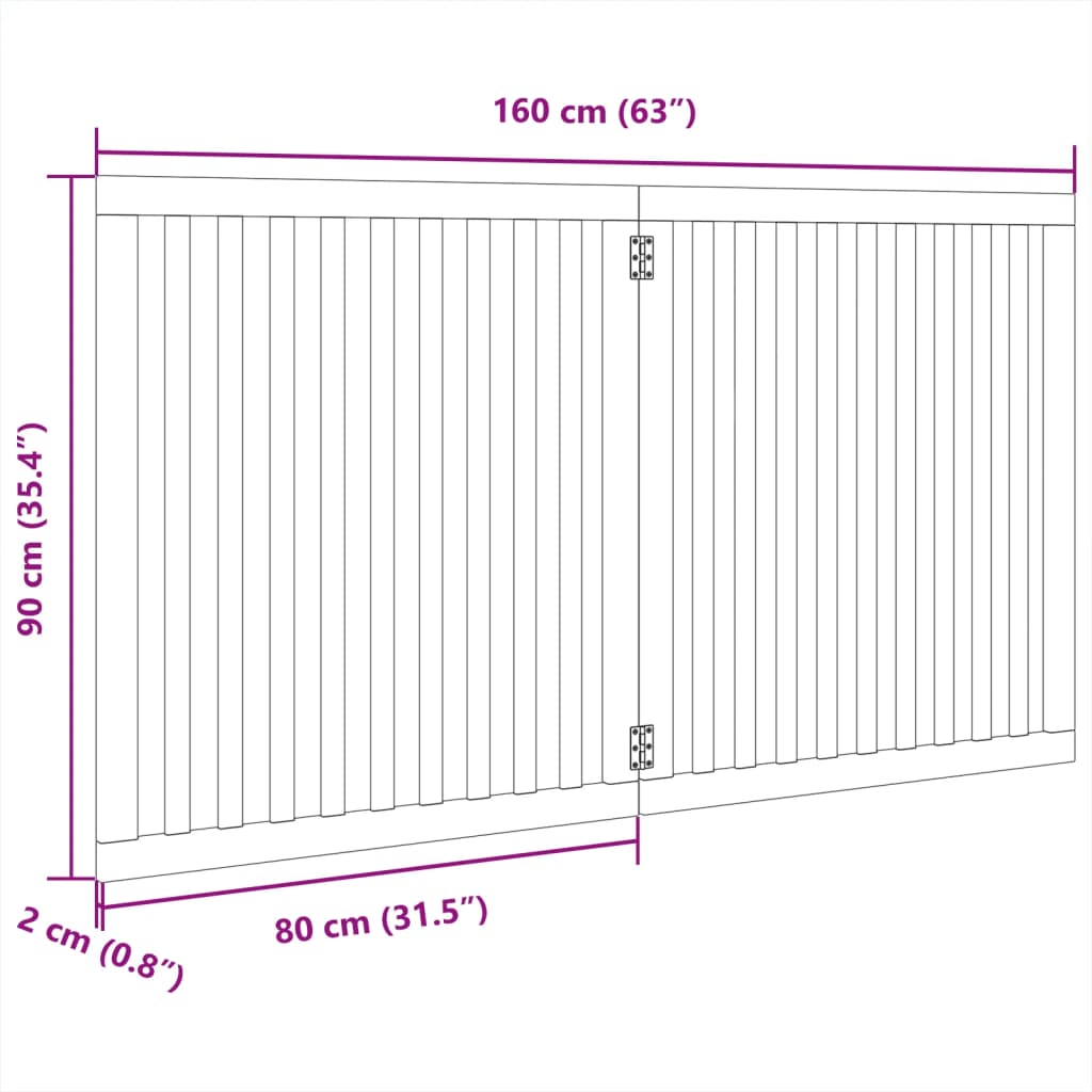 Vrata za pse zložljiva 2 panela 160 cm topolovina