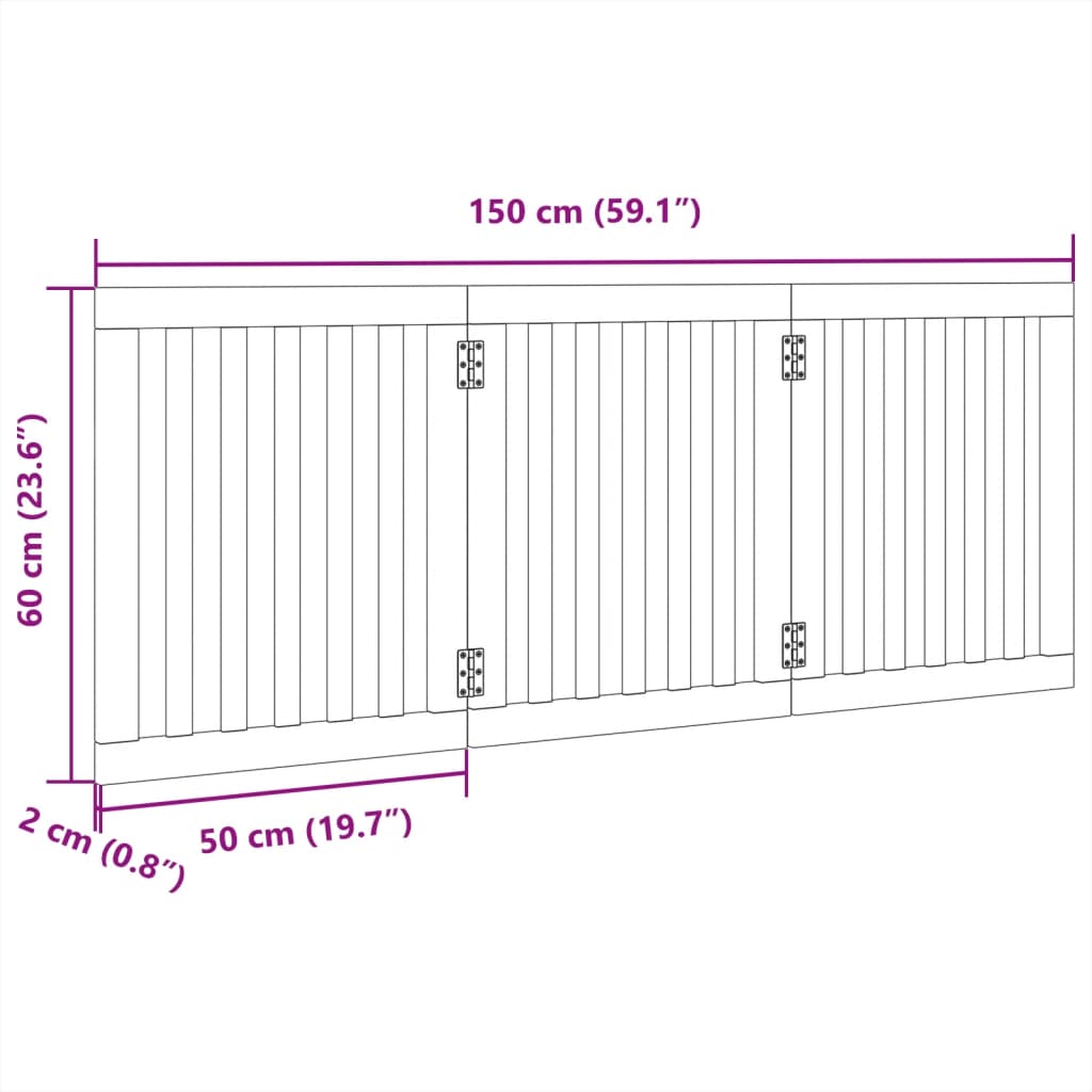 Vrata za pse zložljiva 3 paneli bela 150 cm topolovina