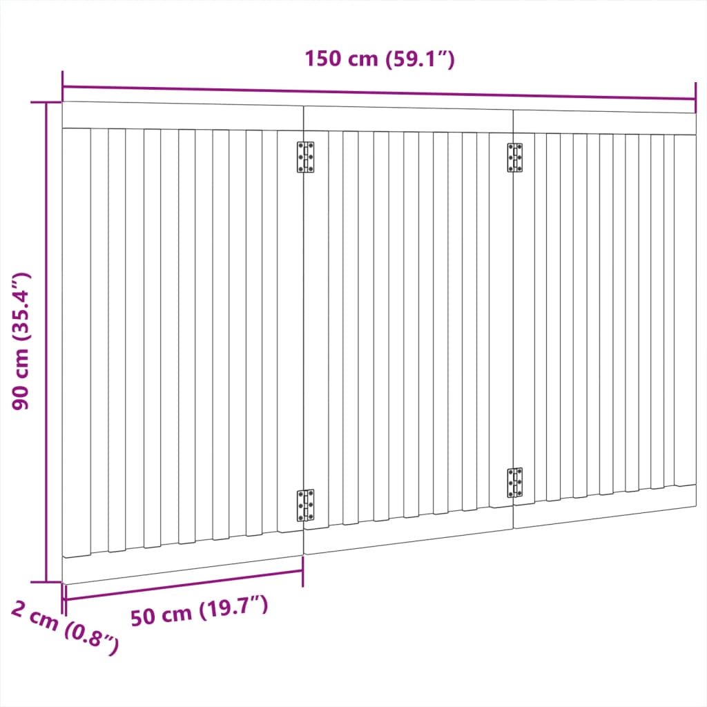 Vrata za pse zložljiva 3 paneli bela 150 cm topolovina