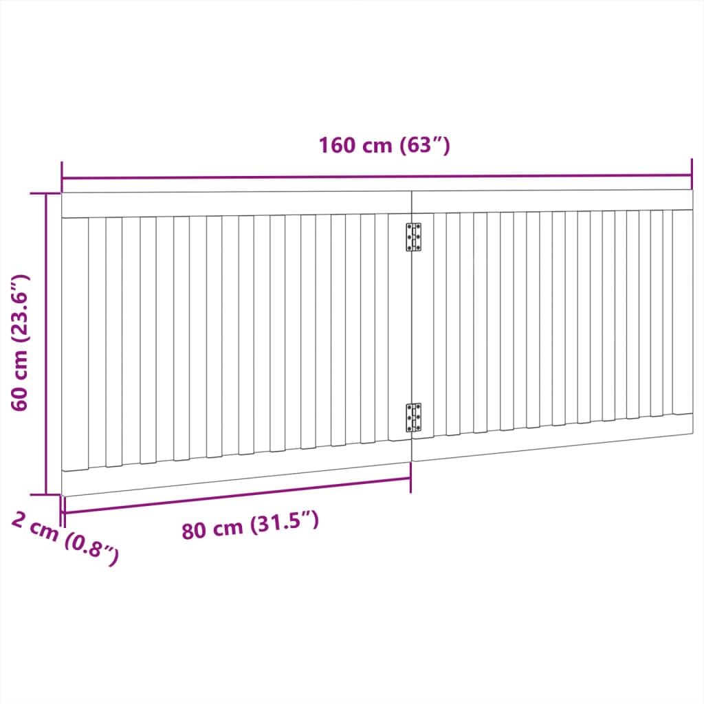 Vrata za pse zložljiva 2 panela bela 160 cm topolovina