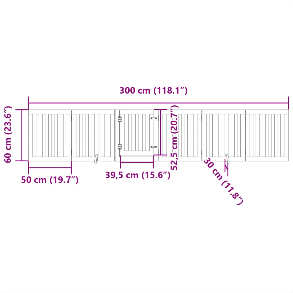 Ograda za pse z vrati zložljiva 6panelov rjava 300cm topolovina