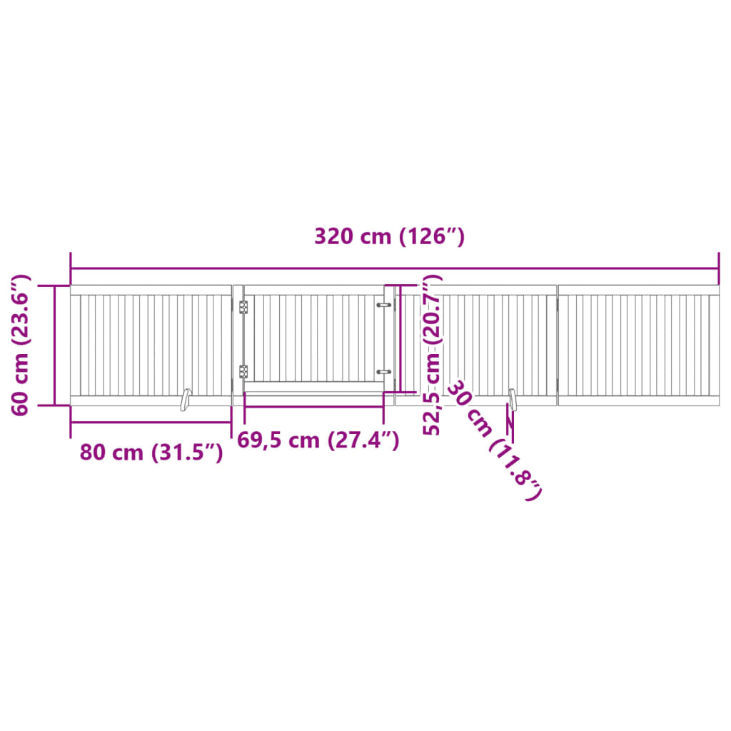 Ograda za pse z vrati zložljiva 4 paneli rjava 320cm topolovina