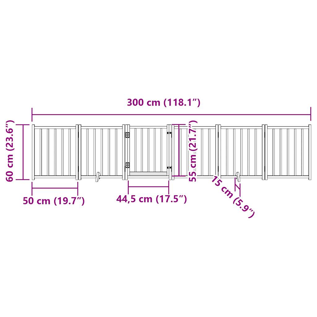 Ograda za pse z vrati zložljiva 6panelov rjava 300cm topolovina