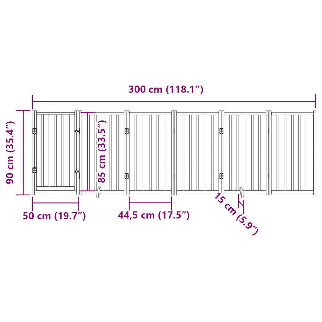 Ograda za pse z vrati zložljiva 6panelov rjava 300cm topolovina