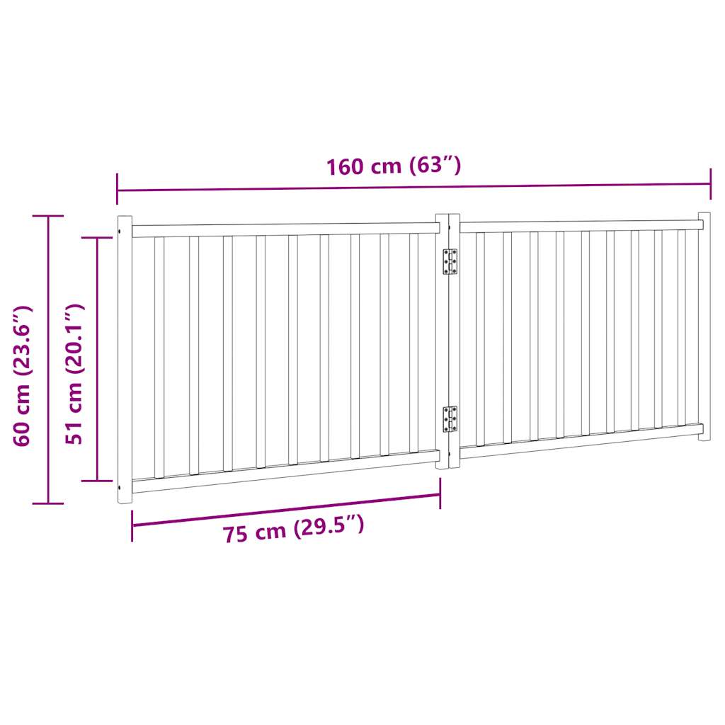 Vrata za pse zložljiva 2 panela rjava 160 cm topolovina