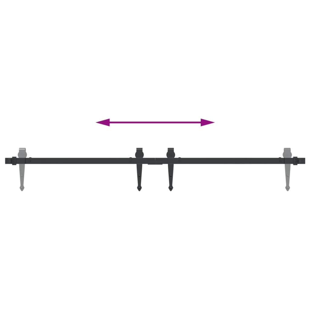 Mini komplet za drsna vrata omare črn 122 cm ogljikovo jeklo