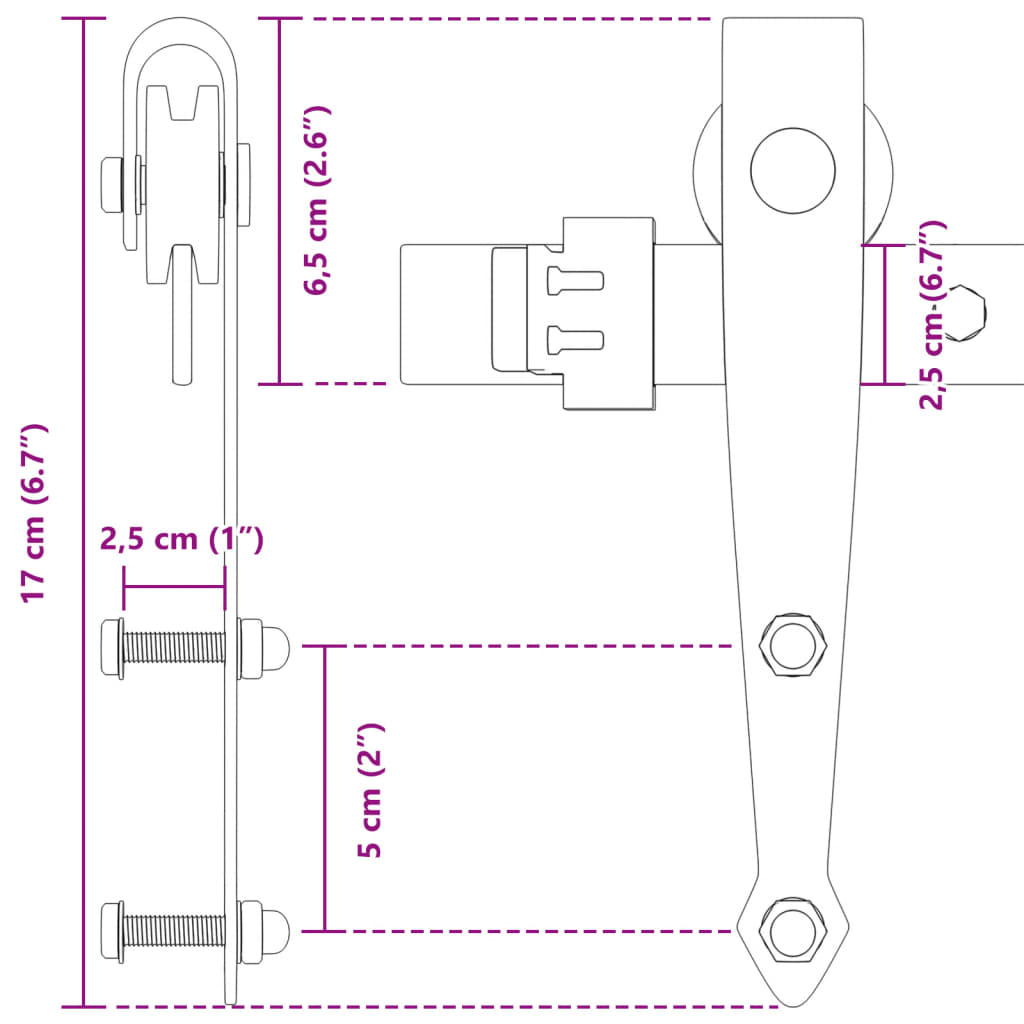 Mini komplet za drsna vrata omare črn 122 cm ogljikovo jeklo