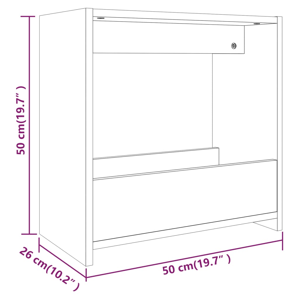 Stranska mizica rjav hrast 50x26x50 cm inženirski les