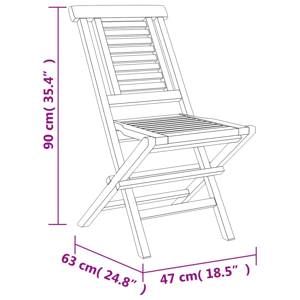 Zložljivi vrtni stoli 4 kosi 47x63x90 cm trdna tikovina