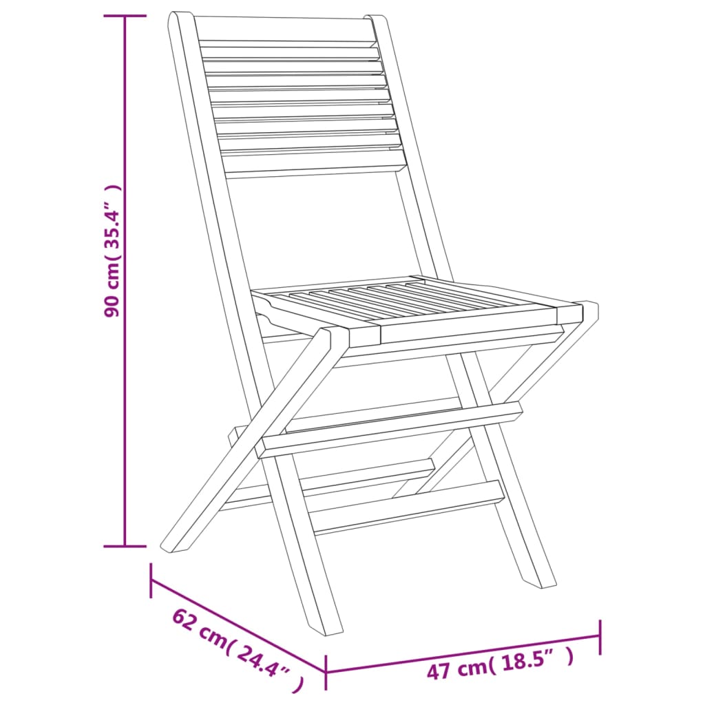 Zložljivi vrtni stoli 4 kosi 47x62x90 cm trdna tikovina