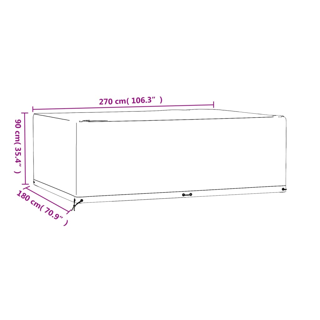 Prevleka za vrtno pohištvo 2 kosa 270x180x90 cm pravokotna