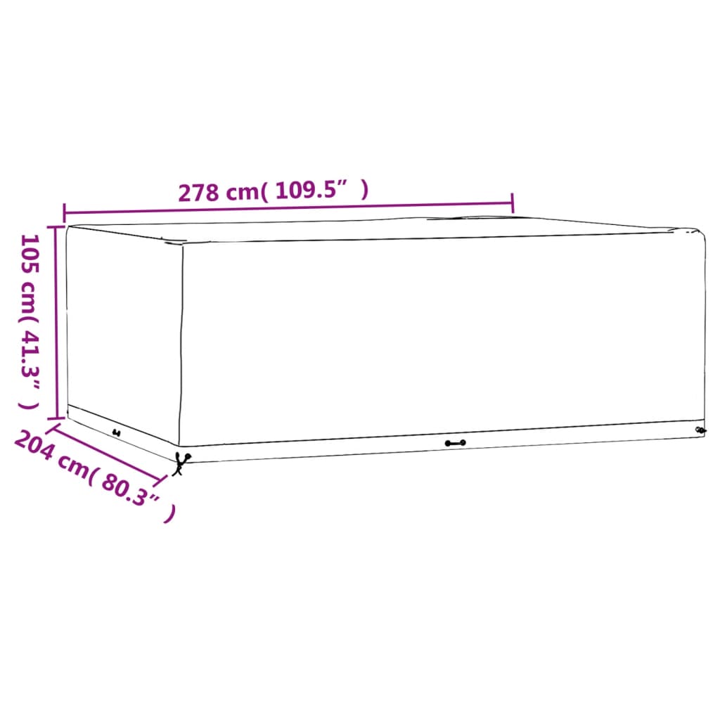 Prevleka za vrtno pohištvo 2 kosa 278x204x105cm pravokotna