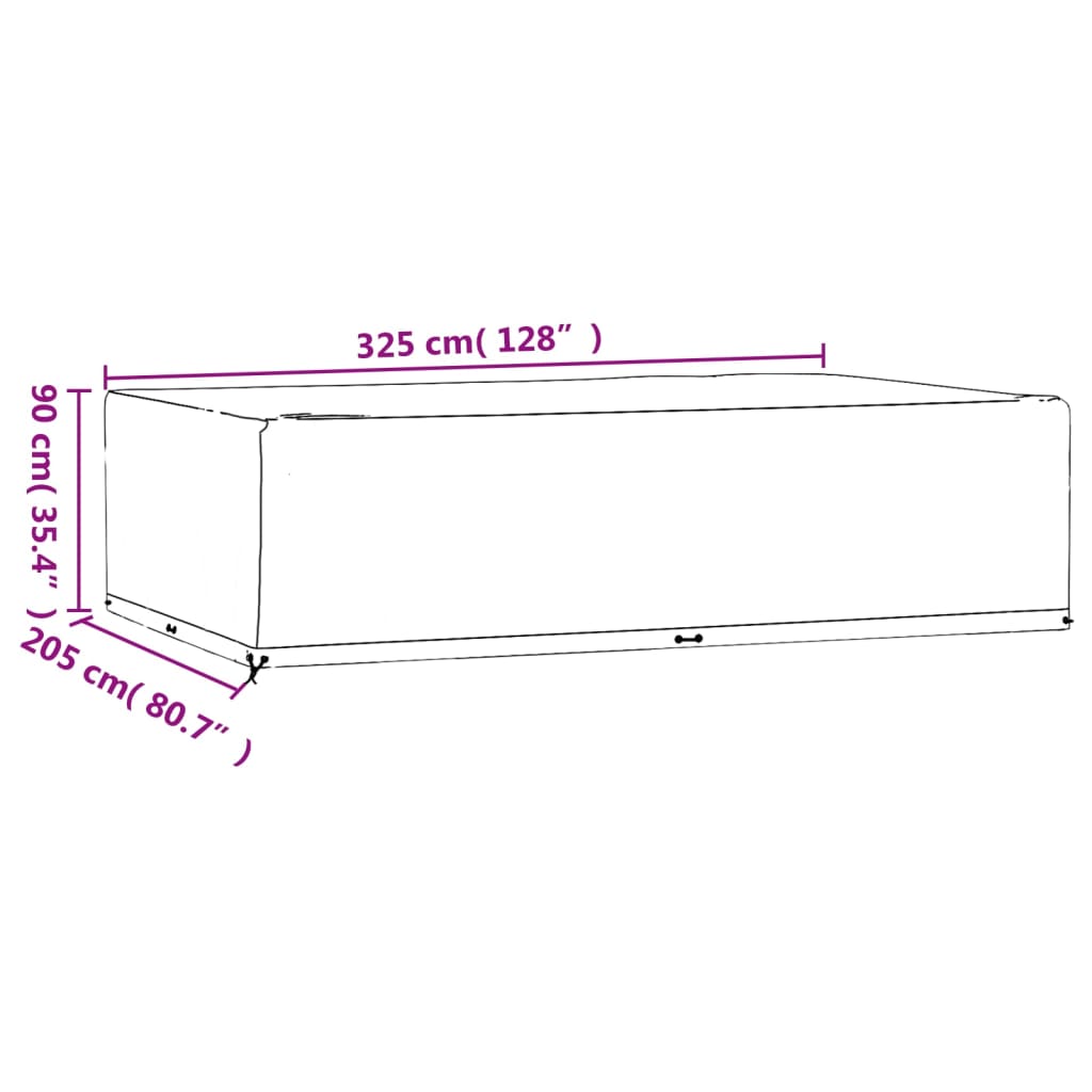 Prevleka za vrtno pohištvo 2 kosa 325x205x90 cm pravokotna