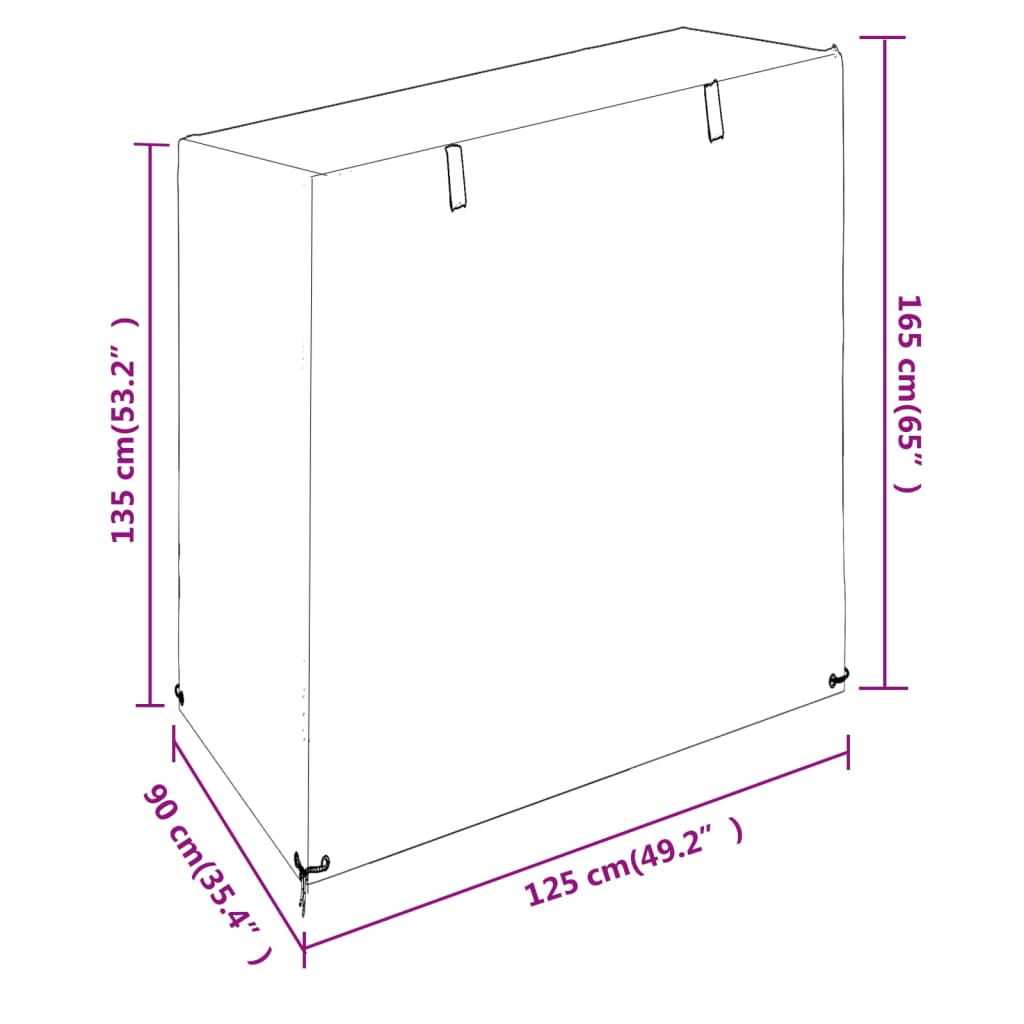 Prevleka za gugalno klop 2 kosa 8 obročkov 125x90x135/165 cm PE