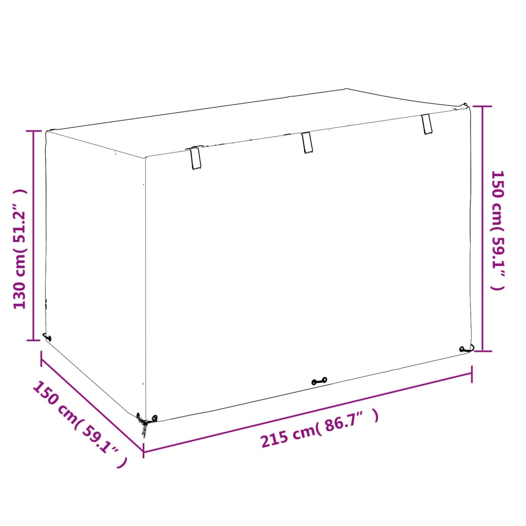 Prevleka za gugalno klop 2 kosa 12 obročkov 215x150x130/150 cm